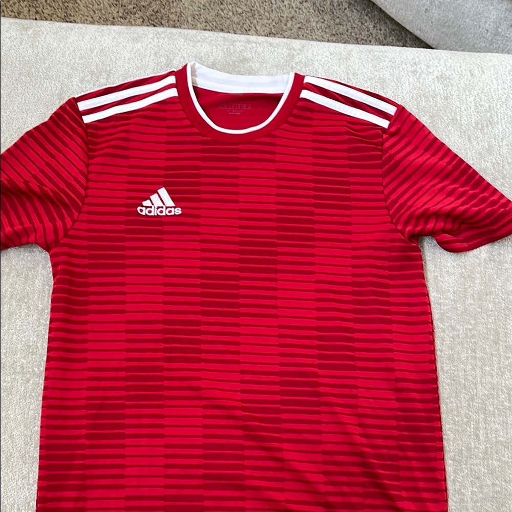 Adidas Red Striped T-Shirt